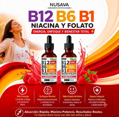 Nusava® Vitamina B Complex (B1, B6, B12, Niacina, Folato)
