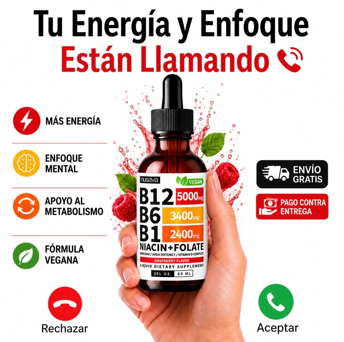 Nusava® Vitamina B Complex (B1, B6, B12, Niacina, Folato)